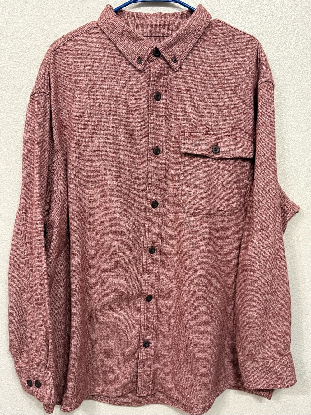 Duluth Trading Co Men XL Relaxed Fit Burlyweight Chamois Flannel Shirt Burgundy